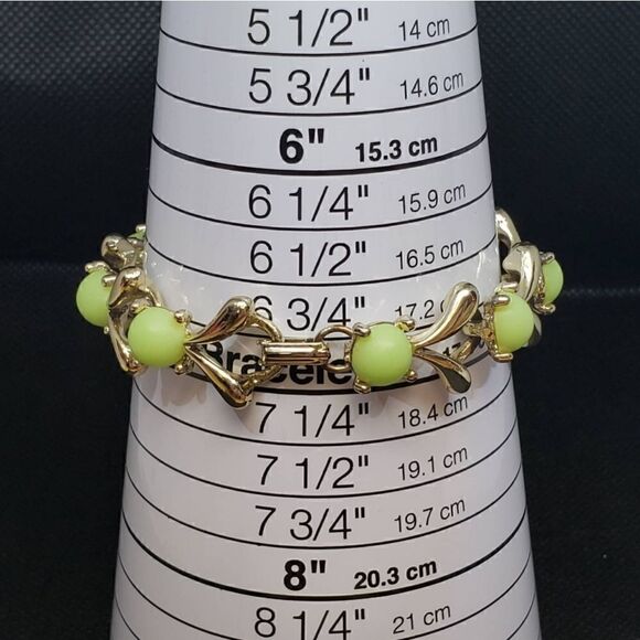 VINTAGE Goldtone Link Bracelet Resin Cabochons - Picture 4 of 5